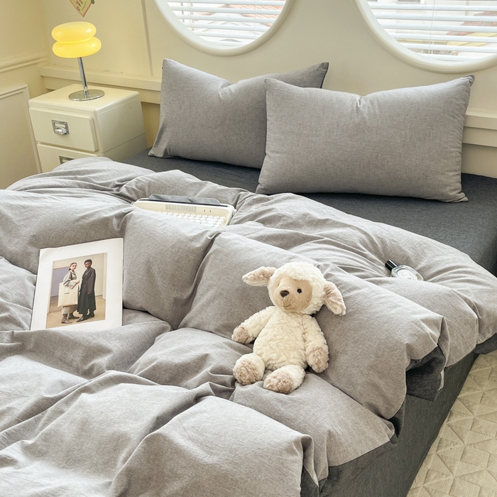 91家纺网 家纺一手货源 找家纺 菡宝 【不断货 预留5公分缩水】a类母婴级纯棉被罩全棉色织水洗棉被套单件 支持定制定做尺寸 简约灰色