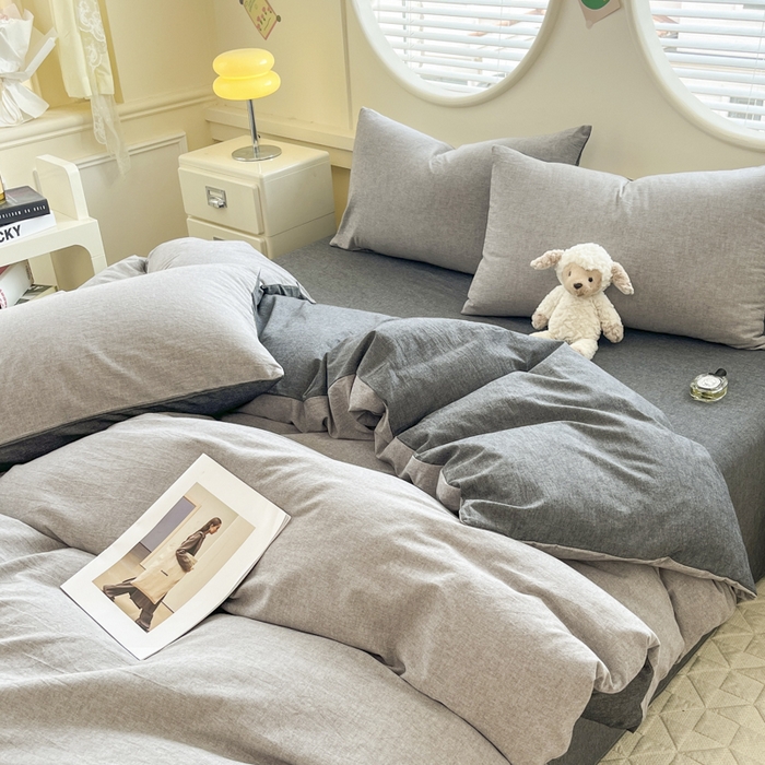 91家纺网 家纺一手货源 找家纺 菡宝 【不断货 预留5公分缩水】a类母婴级纯棉被罩全棉色织水洗棉被套单件 支持定制定做尺寸 简约灰色