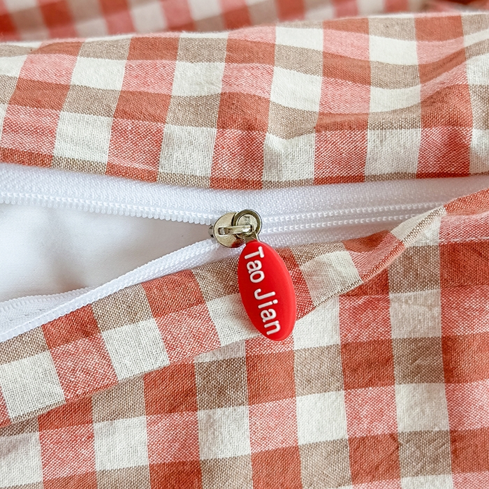 91家纺网 家纺一手货源 找家纺 菡宝 【不断货 预留5公分缩水】a类母婴级纯棉被罩全棉色织水洗棉被套单件 支持定制定做尺寸 橘红小格