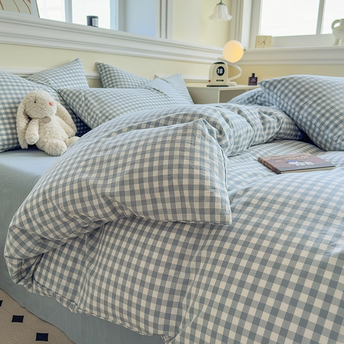 91家纺网 家纺一手货源 找家纺 菡宝 【不断货 预留5公分缩水】a类母婴级纯棉被罩全棉色织水洗棉被套单件 支持定制定做尺寸 蓝小格