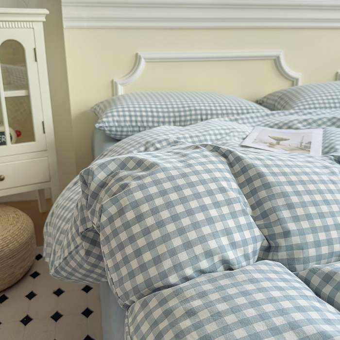 91家纺网 家纺一手货源 找家纺 菡宝 【不断货 预留5公分缩水】a类母婴级纯棉被罩全棉色织水洗棉被套单件 支持定制定做尺寸 蓝小格