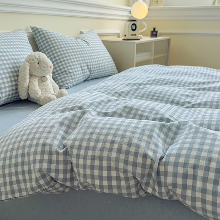 91家纺网 家纺一手货源 找家纺 菡宝 【不断货 预留5公分缩水】a类母婴级纯棉被罩全棉色织水洗棉被套单件 支持定制定做尺寸 蓝小格