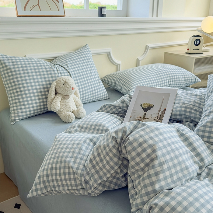 91家纺网 家纺一手货源 找家纺 菡宝 【不断货 预留5公分缩水】a类母婴级纯棉被罩全棉色织水洗棉被套单件 支持定制定做尺寸 蓝小格