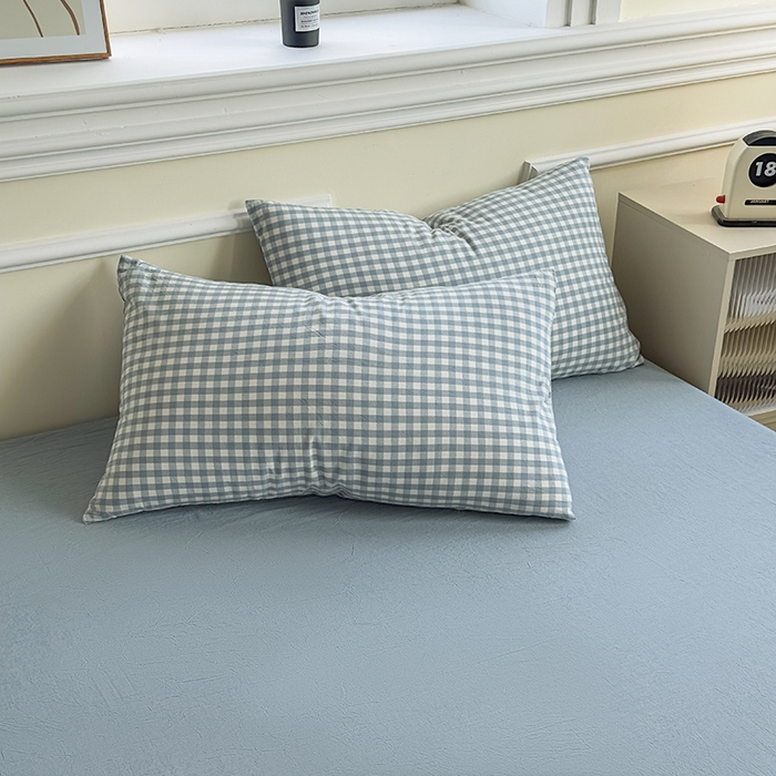 91家纺网 家纺一手货源 找家纺 菡宝 【不断货 预留5公分缩水】a类母婴级纯棉被罩全棉色织水洗棉被套单件 支持定制定做尺寸 蓝小格