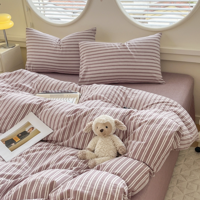 91家纺网 家纺一手货源 找家纺 菡宝 【不断货 预留5公分缩水】a类母婴级纯棉被罩全棉色织水洗棉被套单件 支持定制定做尺寸 牧野-魅影紫