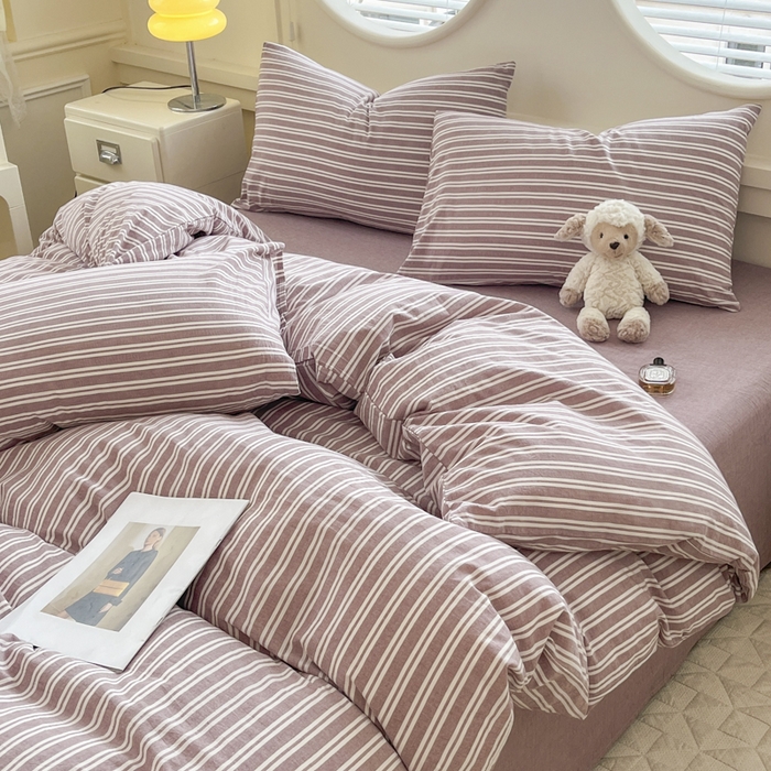 91家纺网 家纺一手货源 找家纺 菡宝 【不断货 预留5公分缩水】a类母婴级纯棉被罩全棉色织水洗棉被套单件 支持定制定做尺寸 牧野-魅影紫