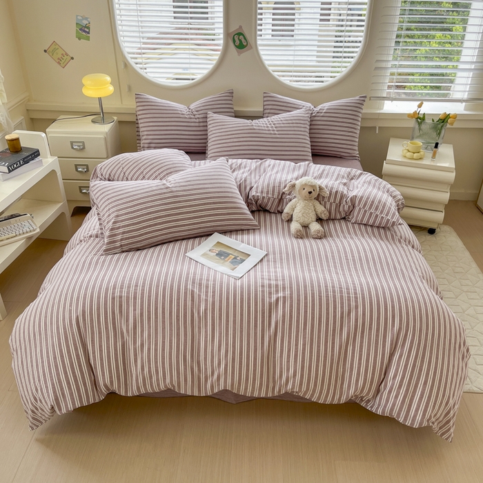 91家纺网 家纺一手货源 找家纺 菡宝 【不断货 预留5公分缩水】a类母婴级纯棉被罩全棉色织水洗棉被套单件 支持定制定做尺寸 牧野-魅影紫