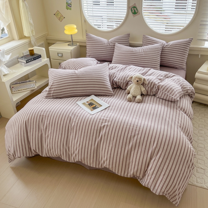 91家纺网 家纺一手货源 找家纺 菡宝 【不断货 预留5公分缩水】a类母婴级纯棉被罩全棉色织水洗棉被套单件 支持定制定做尺寸 牧野-魅影紫