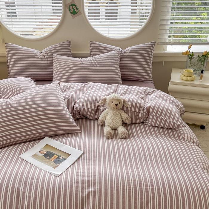 91家纺网 家纺一手货源 找家纺 菡宝 【不断货 预留5公分缩水】a类母婴级纯棉被罩全棉色织水洗棉被套单件 支持定制定做尺寸 牧野-魅影紫