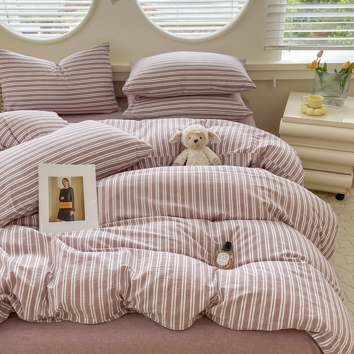 91家纺网 家纺一手货源 找家纺 菡宝 【不断货 预留5公分缩水】a类母婴级纯棉被罩全棉色织水洗棉被套单件 支持定制定做尺寸 牧野-魅影紫