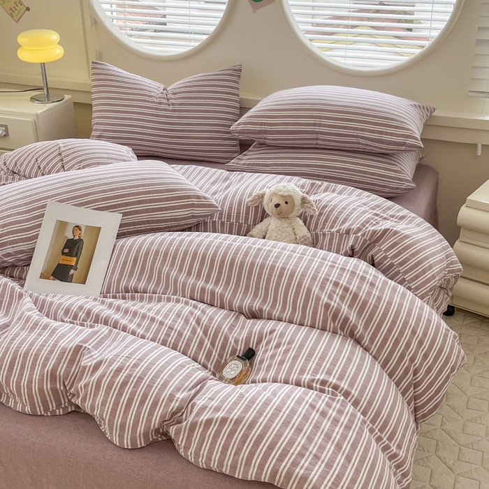 91家纺网 家纺一手货源 找家纺 菡宝 【不断货 预留5公分缩水】a类母婴级纯棉被罩全棉色织水洗棉被套单件 支持定制定做尺寸 牧野-魅影紫