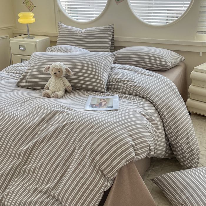 91家纺网 家纺一手货源 找家纺 菡宝 【不断货 预留5公分缩水】a类母婴级纯棉被罩全棉色织水洗棉被套单件 支持定制定做尺寸 牧野-米卡棕