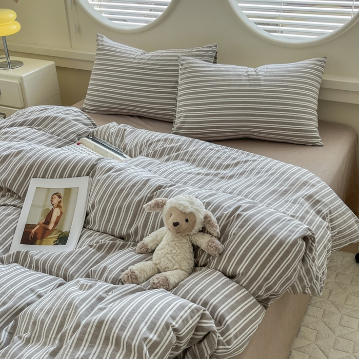 91家纺网 家纺一手货源 找家纺 菡宝 【不断货 预留5公分缩水】a类母婴级纯棉被罩全棉色织水洗棉被套单件 支持定制定做尺寸 牧野-米卡棕