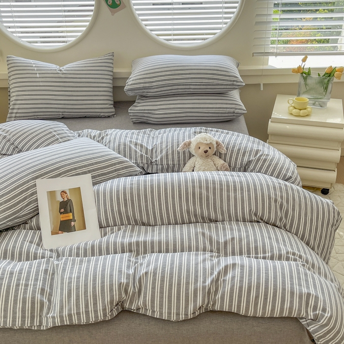 91家纺网 家纺一手货源 找家纺 菡宝 【不断货 预留5公分缩水】a类母婴级纯棉被罩全棉色织水洗棉被套单件 支持定制定做尺寸 牧野-绅士灰