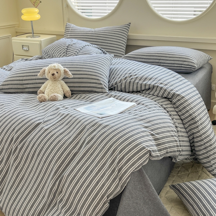 91家纺网 家纺一手货源 找家纺 菡宝 【不断货 预留5公分缩水】a类母婴级纯棉被罩全棉色织水洗棉被套单件 支持定制定做尺寸 牧野-丈青灰