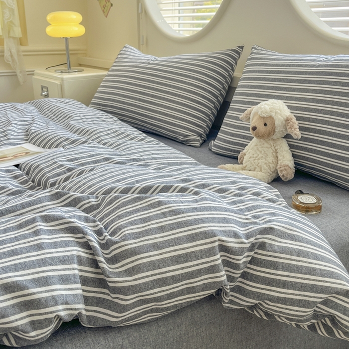 91家纺网 家纺一手货源 找家纺 菡宝 【不断货 预留5公分缩水】a类母婴级纯棉被罩全棉色织水洗棉被套单件 支持定制定做尺寸 牧野-丈青灰