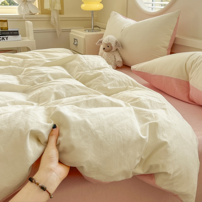 91家纺网 家纺一手货源 找家纺 菡宝 【不断货 预留5公分缩水】a类母婴级纯棉被罩全棉色织水洗棉被套单件 支持定制定做尺寸 奶昔白可可粉