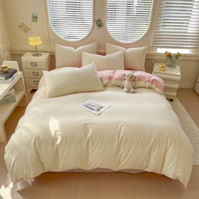 91家纺网 家纺一手货源 找家纺 菡宝 【不断货 预留5公分缩水】a类母婴级纯棉被罩全棉色织水洗棉被套单件 支持定制定做尺寸 奶昔白可可粉