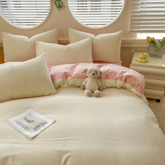 91家纺网 家纺一手货源 找家纺 菡宝 【不断货 预留5公分缩水】a类母婴级纯棉被罩全棉色织水洗棉被套单件 支持定制定做尺寸 奶昔白可可粉