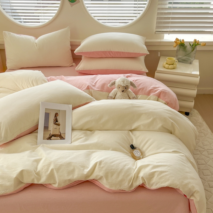 91家纺网 家纺一手货源 找家纺 菡宝 【不断货 预留5公分缩水】a类母婴级纯棉被罩全棉色织水洗棉被套单件 支持定制定做尺寸 奶昔白可可粉