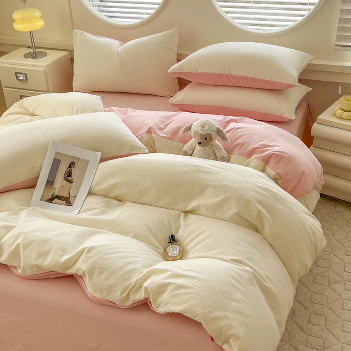 91家纺网 家纺一手货源 找家纺 菡宝 【不断货 预留5公分缩水】a类母婴级纯棉被罩全棉色织水洗棉被套单件 支持定制定做尺寸 奶昔白可可粉