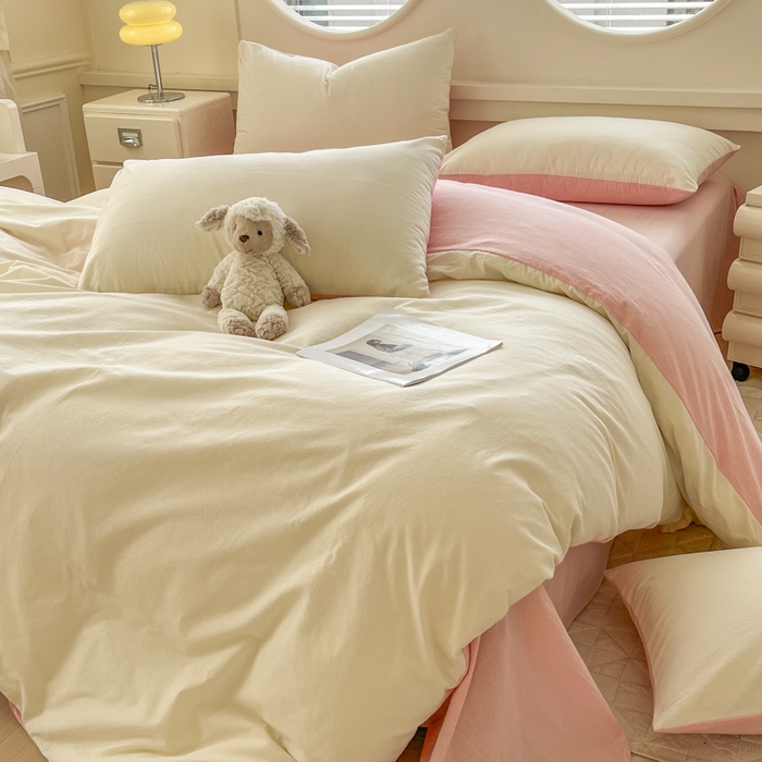 91家纺网 家纺一手货源 找家纺 菡宝 【不断货 预留5公分缩水】a类母婴级纯棉被罩全棉色织水洗棉被套单件 支持定制定做尺寸 奶昔白可可粉