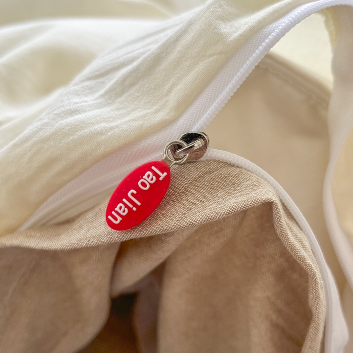 91家纺网 家纺一手货源 找家纺 菡宝 【不断货 预留5公分缩水】a类母婴级纯棉被罩全棉色织水洗棉被套单件 支持定制定做尺寸 奶昔白米卡其