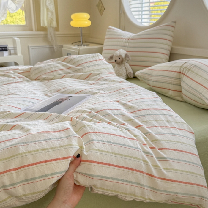 91家纺网 家纺一手货源 找家纺 菡宝 【不断货 预留5公分缩水】a类母婴级纯棉被罩全棉色织水洗棉被套单件 支持定制定做尺寸 且乐-绿青年