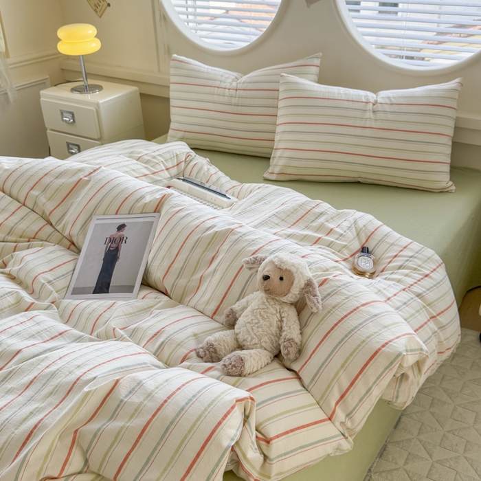 91家纺网 家纺一手货源 找家纺 菡宝 【不断货 预留5公分缩水】a类母婴级纯棉被罩全棉色织水洗棉被套单件 支持定制定做尺寸 且乐-绿青年