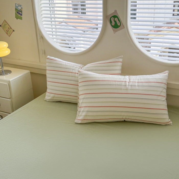 91家纺网 家纺一手货源 找家纺 菡宝 【不断货 预留5公分缩水】a类母婴级纯棉被罩全棉色织水洗棉被套单件 支持定制定做尺寸 且乐-绿青年