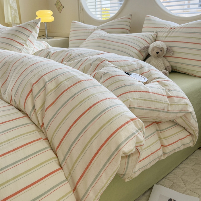 91家纺网 家纺一手货源 找家纺 菡宝 【不断货 预留5公分缩水】a类母婴级纯棉被罩全棉色织水洗棉被套单件 支持定制定做尺寸 且乐-绿青年