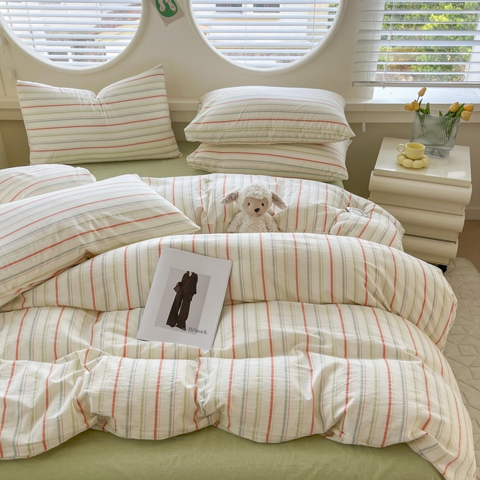 91家纺网 家纺一手货源 找家纺 菡宝 【不断货 预留5公分缩水】a类母婴级纯棉被罩全棉色织水洗棉被套单件 支持定制定做尺寸 且乐-绿青年