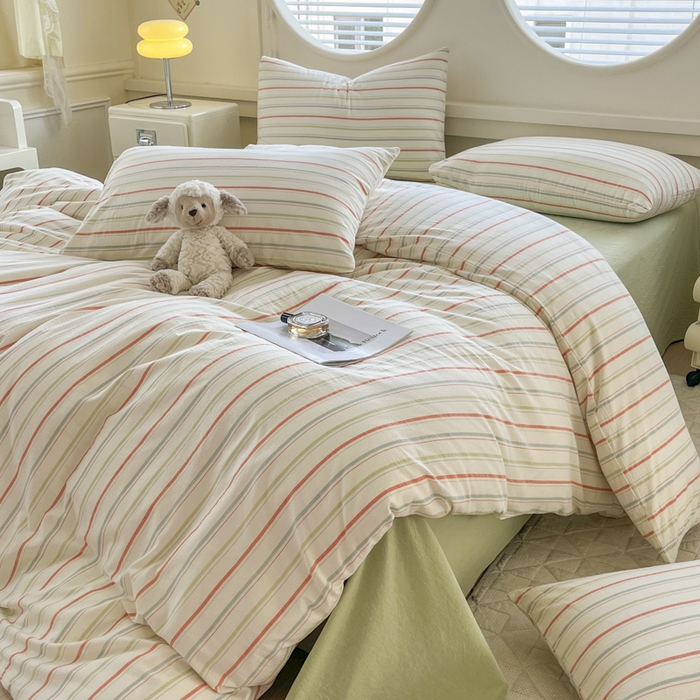 91家纺网 家纺一手货源 找家纺 菡宝 【不断货 预留5公分缩水】a类母婴级纯棉被罩全棉色织水洗棉被套单件 支持定制定做尺寸 且乐-绿青年