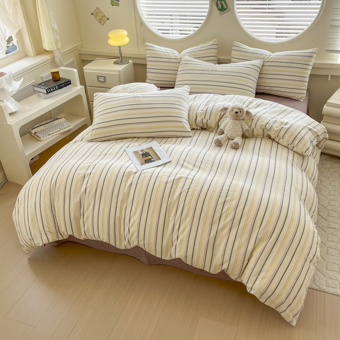 91家纺网 家纺一手货源 找家纺 菡宝 【不断货 预留5公分缩水】a类母婴级纯棉被罩全棉色织水洗棉被套单件 支持定制定做尺寸 且乐-紫青年