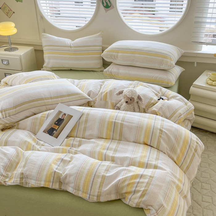 91家纺网 家纺一手货源 找家纺 菡宝 【不断货 预留5公分缩水】a类母婴级纯棉被罩全棉色织水洗棉被套单件 支持定制定做尺寸 夏沫-可可绿