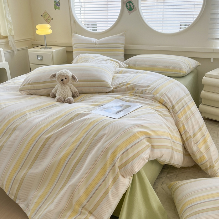 91家纺网 家纺一手货源 找家纺 菡宝 【不断货 预留5公分缩水】a类母婴级纯棉被罩全棉色织水洗棉被套单件 支持定制定做尺寸 夏沫-可可绿