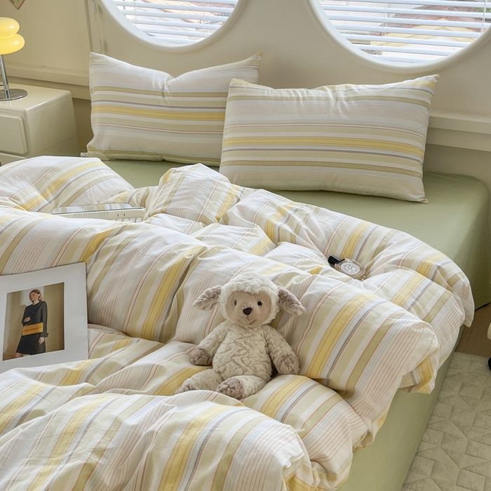 91家纺网 家纺一手货源 找家纺 菡宝 【不断货 预留5公分缩水】a类母婴级纯棉被罩全棉色织水洗棉被套单件 支持定制定做尺寸 夏沫-可可绿