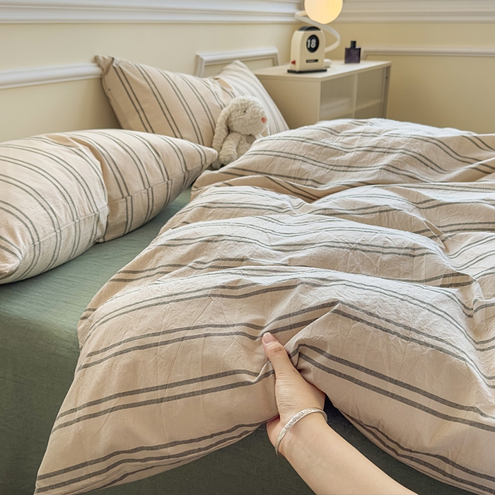 91家纺网 家纺一手货源 找家纺 菡宝 【不断货 预留5公分缩水】a类母婴级纯棉被罩全棉色织水洗棉被套单件 支持定制定做尺寸 中古绿条