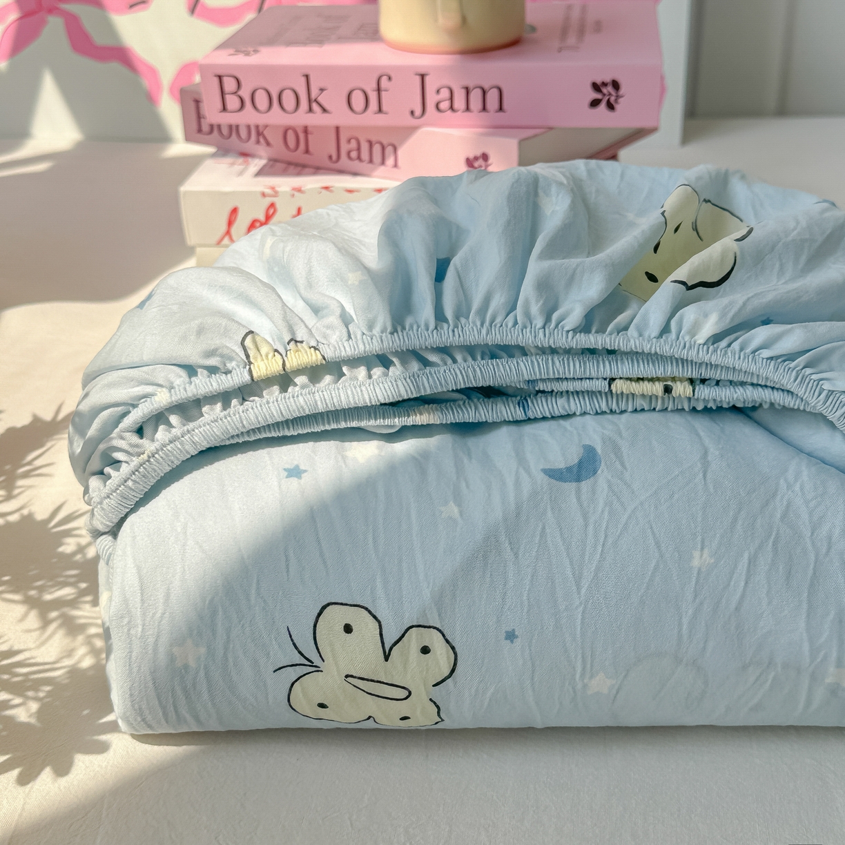 91家纺网 家纺一手货源 找家纺 韩巢家纺 2025新款超柔水洗棉印花床笠床笠单件单床笠学生宿舍专用热销款防滑床套 星月小狗