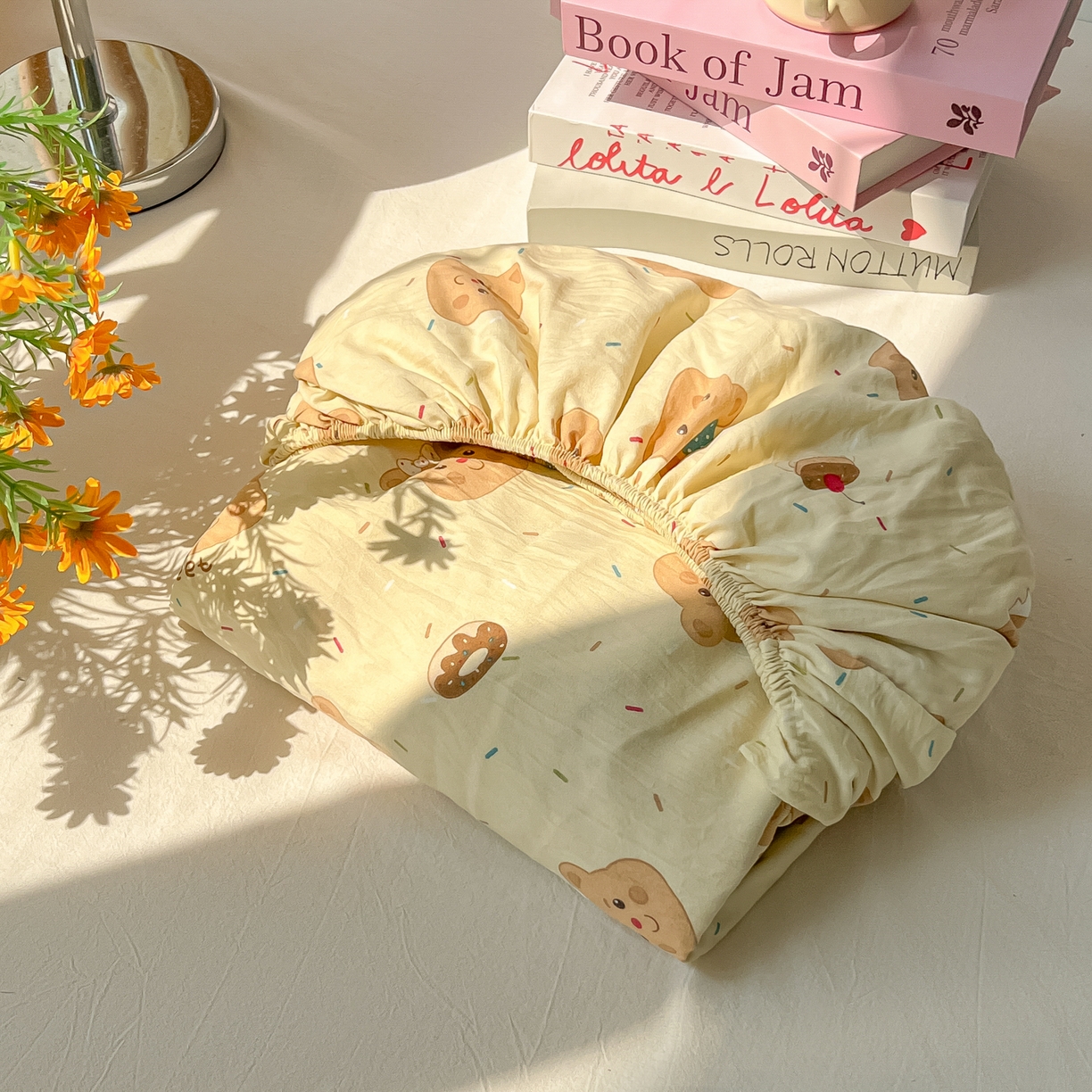 91家纺网 家纺一手货源 找家纺 韩巢家纺 2025新款超柔水洗棉印花床笠床笠单件单床笠学生宿舍专用热销款防滑床套 奥利奥小熊