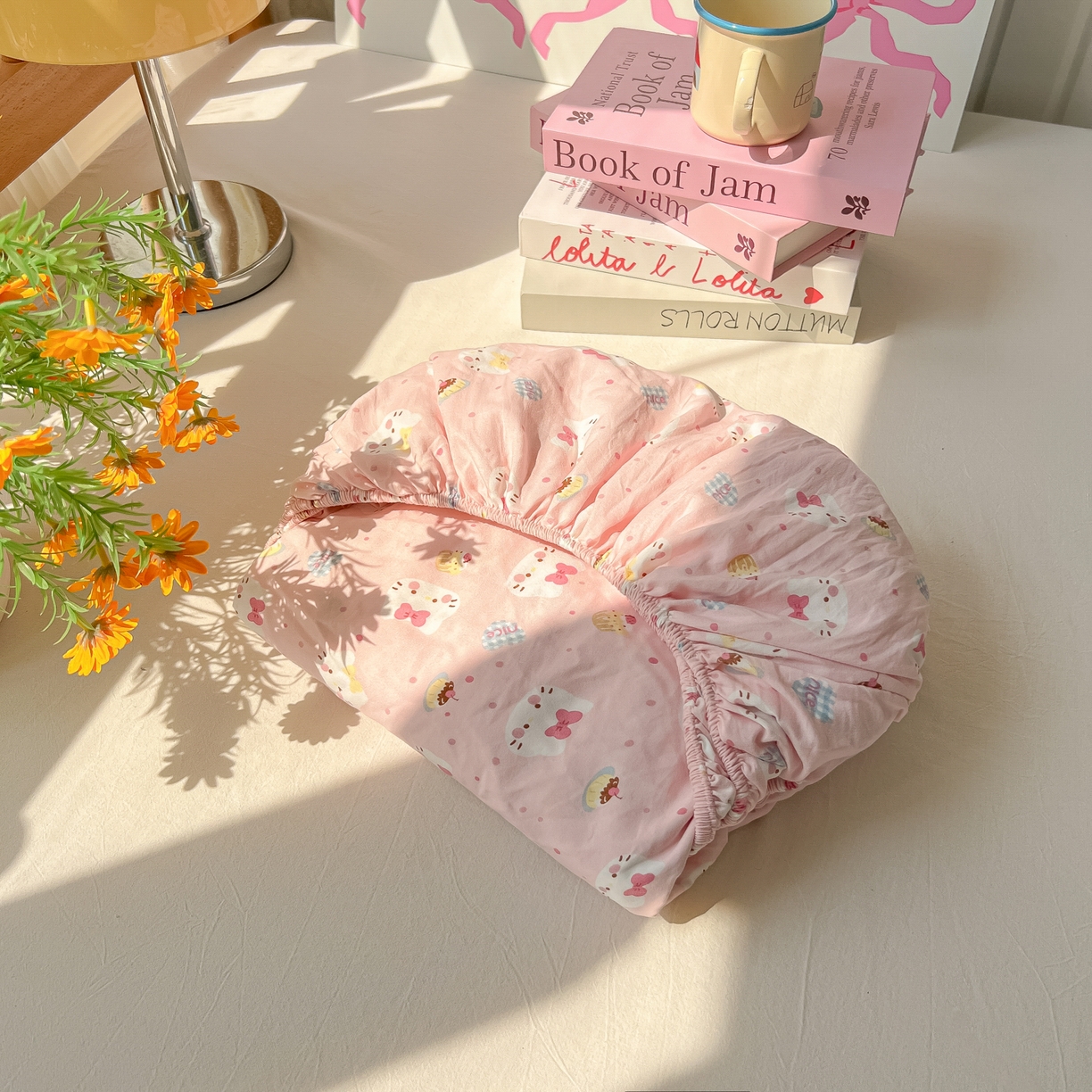 91家纺网 家纺一手货源 找家纺 韩巢家纺 2025新款超柔水洗棉印花床笠床笠单件单床笠学生宿舍专用热销款防滑床套 小小蛋糕猫