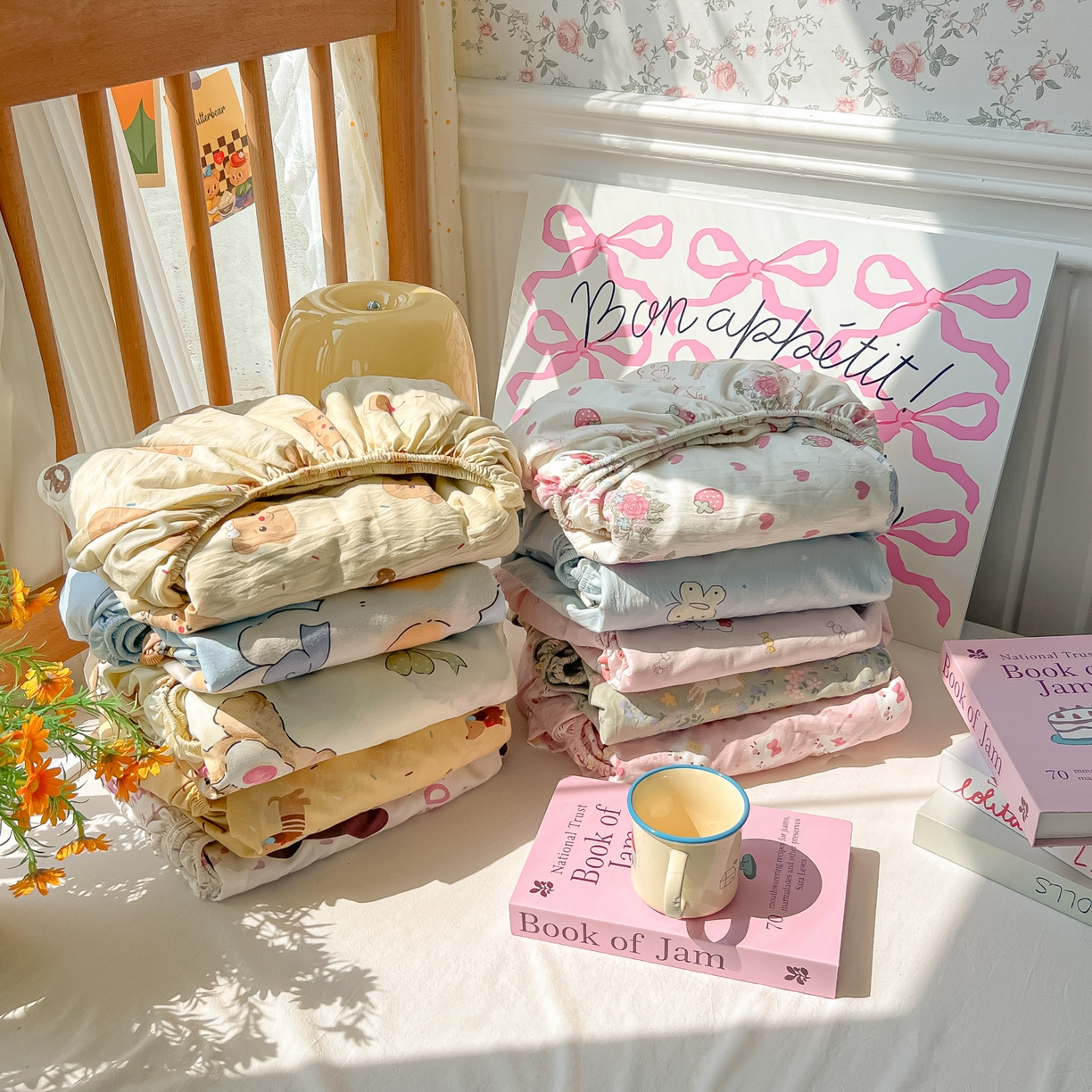 91家纺网 家纺一手货源 找家纺 韩巢家纺 2025新款超柔水洗棉印花床笠床笠单件单床笠学生宿舍专用热销款防滑床套 组合图仅供展示