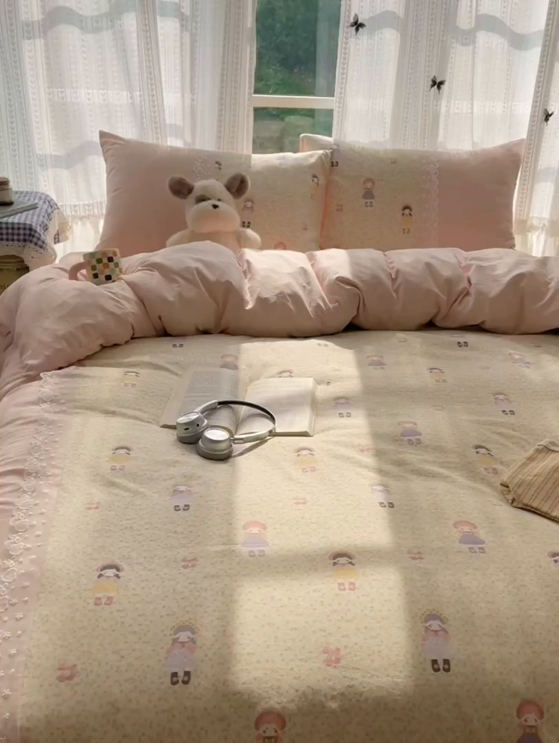 91家纺网 家纺一手货源 找家纺 （总）盼季家纺 2025新款柔软亲肤活性印花雪纺花边四件套