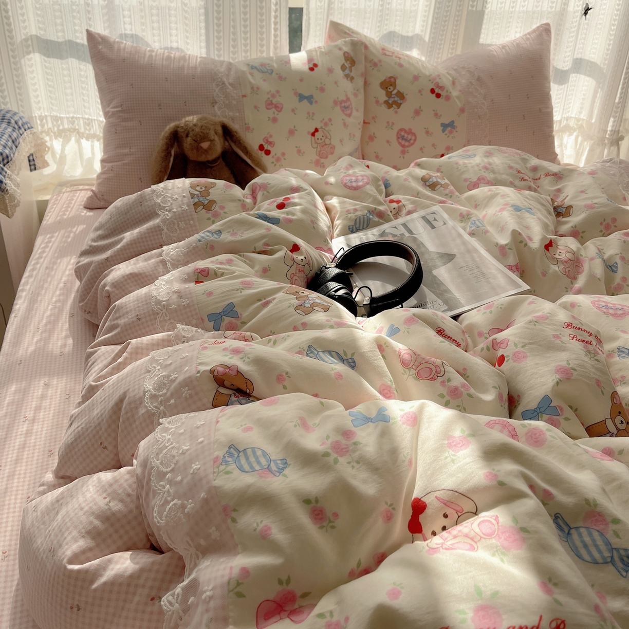 91家纺网 家纺一手货源 找家纺 （总）盼季家纺 2025新款柔软亲肤活性印花雪纺花边四件套