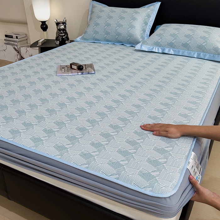 91家纺网 家纺一手货源 找家纺 （总）莱家富 2025新款乙纶凉席冰丝席-银羽流光