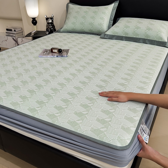 91家纺网 家纺一手货源 找家纺 （总）莱家富 2025新款乙纶凉席冰丝席-银羽流光