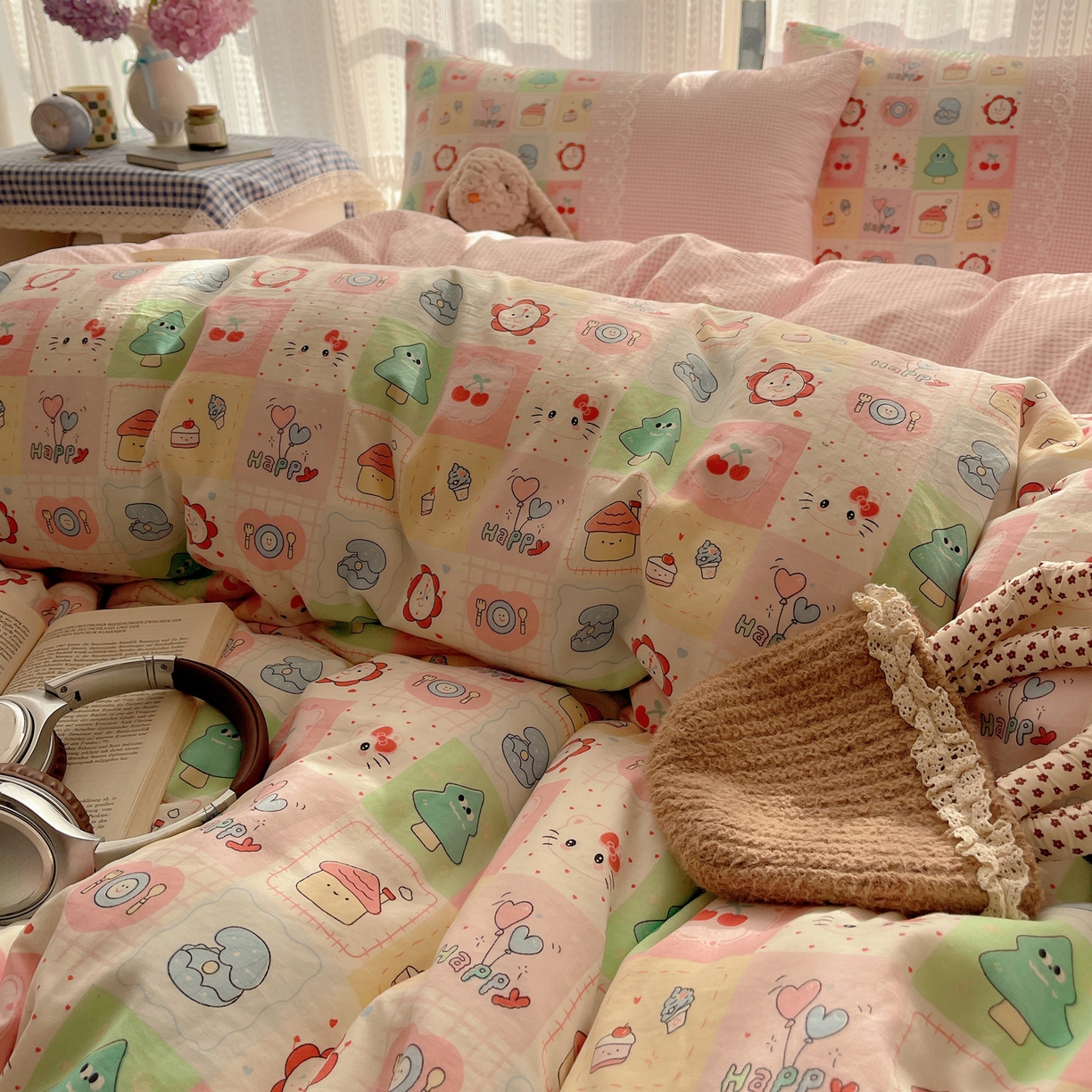 91家纺网 家纺一手货源 找家纺 盼季家纺 2025新款柔软亲肤活性印花雪纺花边四件套 雪纺花边-方方乐园