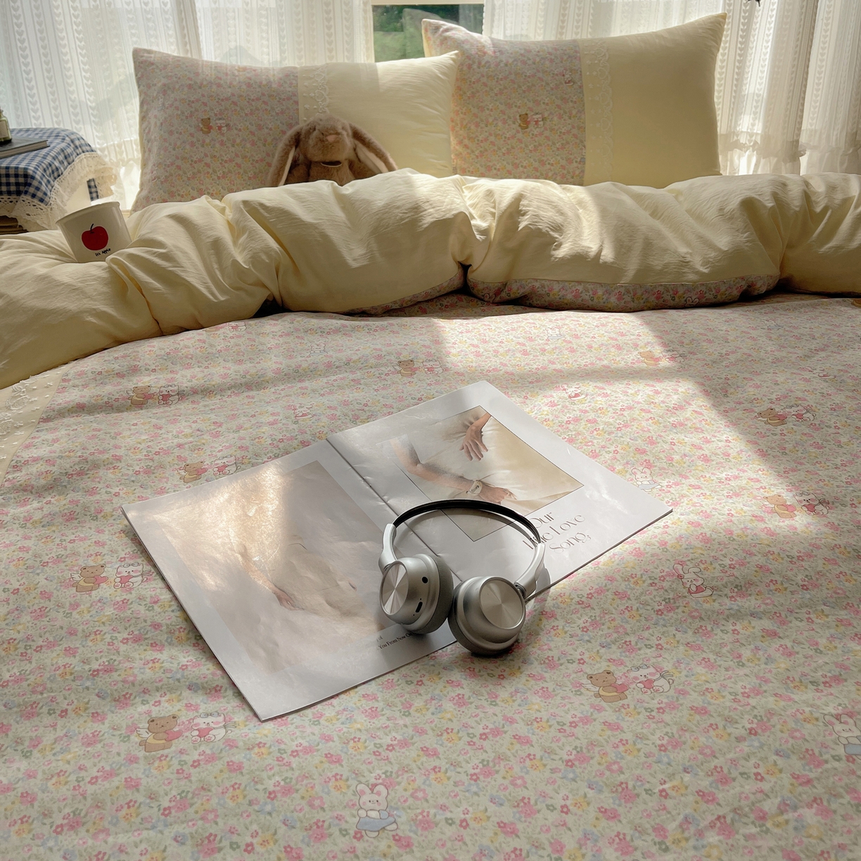 91家纺网 家纺一手货源 找家纺 盼季家纺 2025新款柔软亲肤活性印花雪纺花边四件套 雪纺花边-米娅