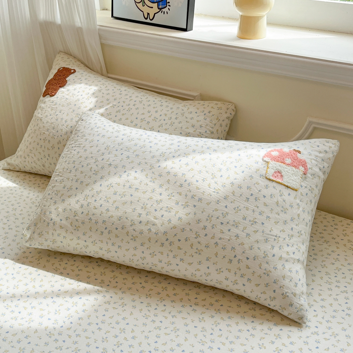 91家纺网 家纺一手货源 找家纺 盼季家纺 2025新款水洗棉毛巾绣床笠系列（提供买家秀） 毛巾绣床笠-奔跑吧小狗