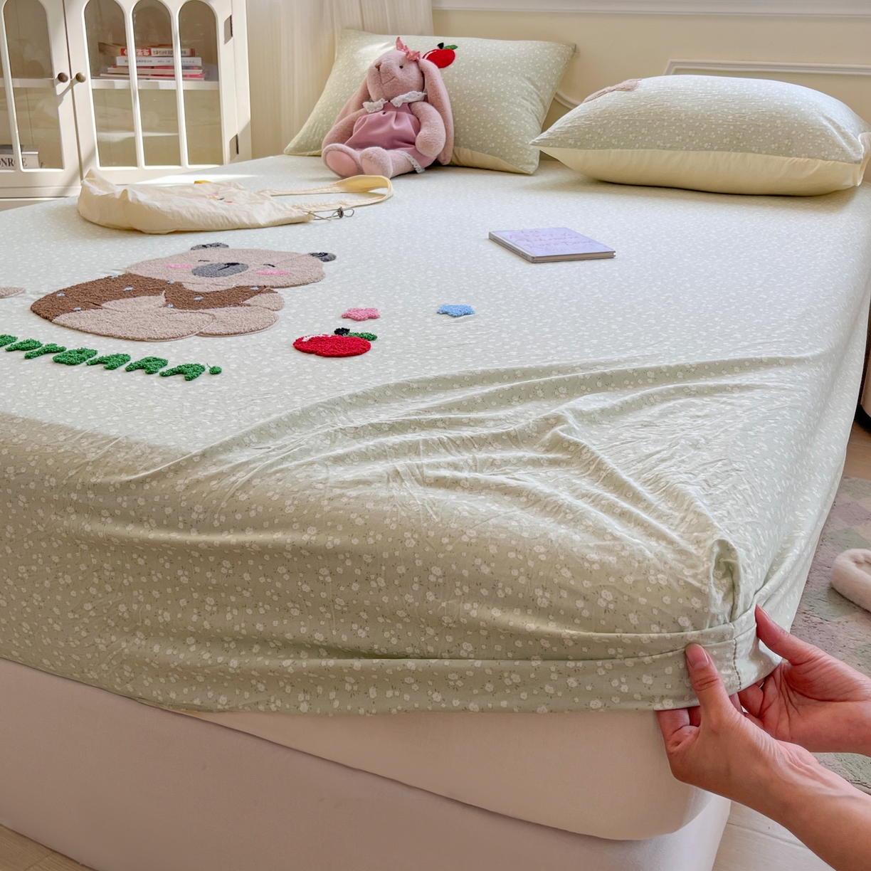 盼季家纺 2025新款水洗棉毛巾绣床笠系列（提供买家秀） 毛巾绣床笠-懒懒熊